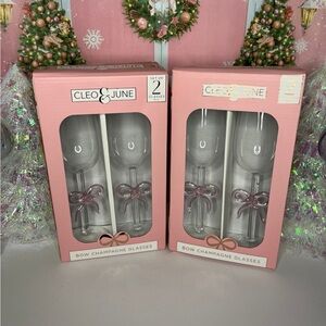 🎀 Pink Bow Coquette Champagne Glasses